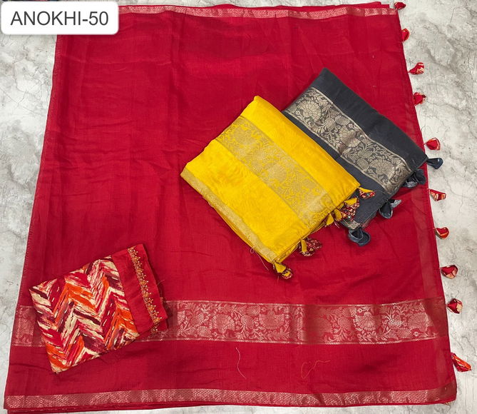 Anokhi 50 By Kalpatru Jacquard Border Cotton Designer Sarees Wholesale Shop in Surat